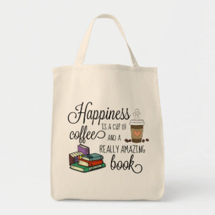 Bolsa Tote A felicidade é uma Taça de Café e um Livro Incr