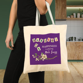 Bolsa Tote A felicidade está tocando Mah Jongg com o Roxo das