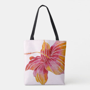 Bolsa Tote A flor havaiana do hibiscus toda sobre - imprima