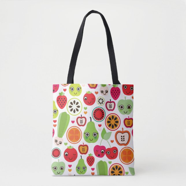Bolsa Tote a fruta caçoa a maçã da ilustração (Frente)