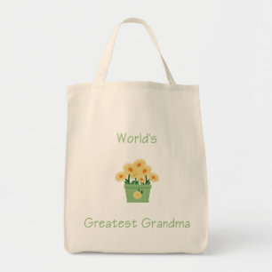 Bolsa Tote a grande avó do mundo (flores amarelas)