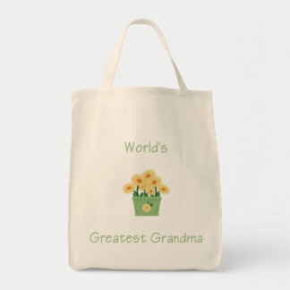 Bolsa Tote a grande avó do mundo (flores amarelas)
