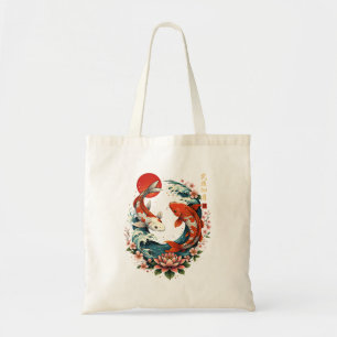 Bolsa Tote A Grande Onda Perto de Koi Fish