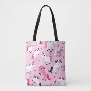 Bolsa Tote a ilustração do unicórnio caçoa o fundo