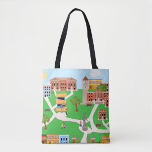 Bolsa Tote A ilustração retrógrada da faculdade mais legal do