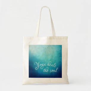 Bolsa Tote A ioga cura o texto da alma com mandala azul