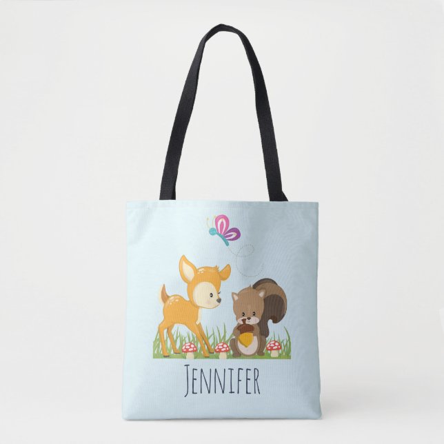 Bolsa Tote A Linguagem de Cartoons Cria-Floresta (Frente)
