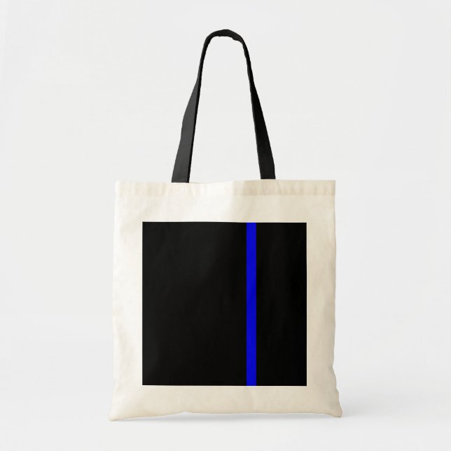 Bolsa Tote A linha azul fina simbólica vertical (Frente)