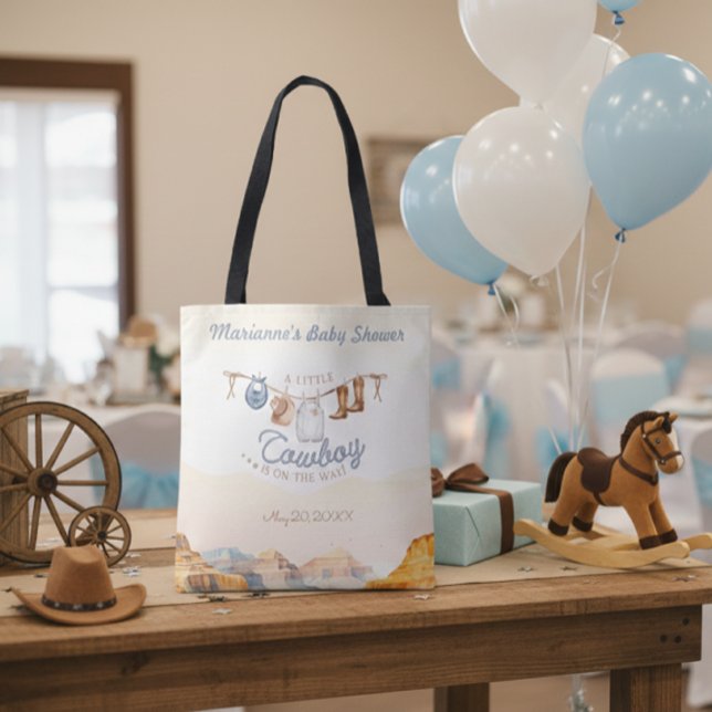 Bolsa Tote A Little Cowboy Western Canyon Baby Shower (Criador carregado)