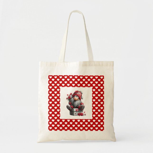 Bolsa Tote "A Love Note for You" Valentine Gnome (Frente)