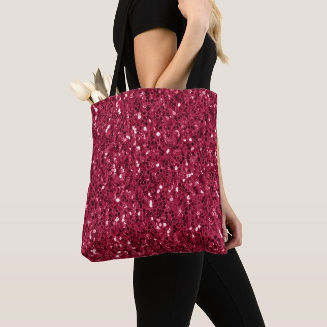 Bolsa Tote A magenta vermelha escura brilha (Close Up)