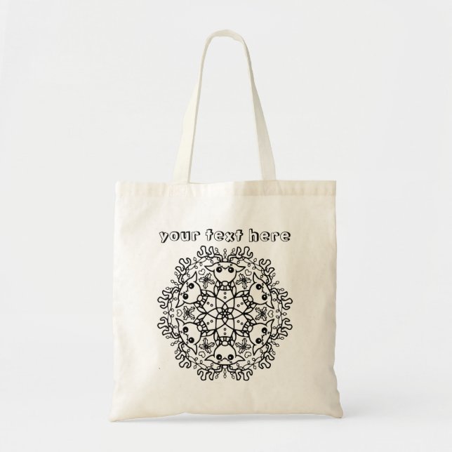 Bolsa Tote A mandala Personalizable dos desenhos animados da (Frente)