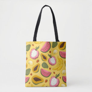 Bolsa Tote A mão desenhou frutas de verão. Sem costura