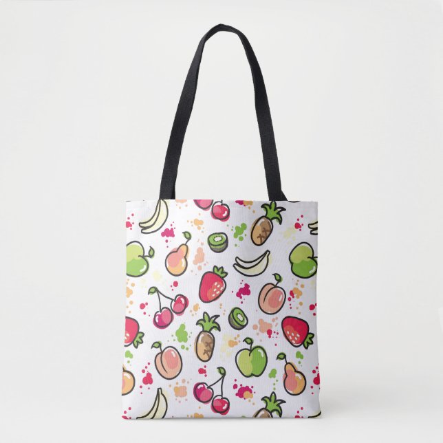 Bolsa Tote a mão tirada frutifica teste padrão (Frente)