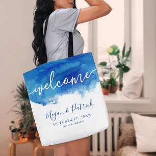 Bolsa Tote A maré da safira personalizou a boa vinda do