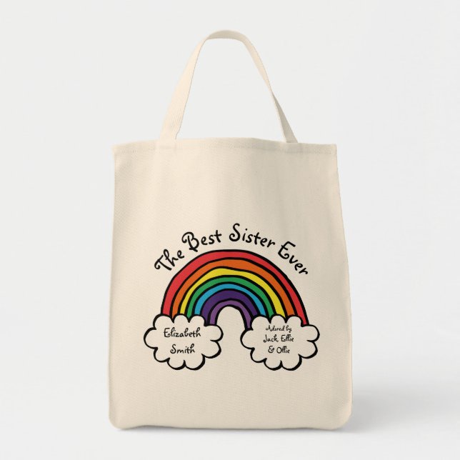 Bolsa Tote A Melhor Irmã do Mundo Arco-íris (Frente)