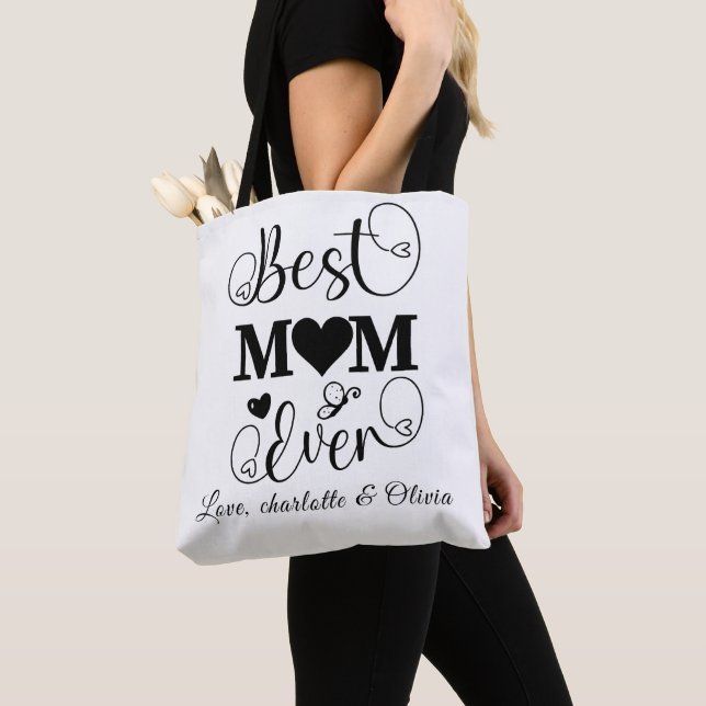 Bolsa Tote A melhor mãe Dia de as mães preto e branco (Close Up)