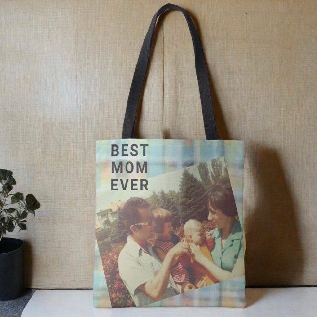 Bolsa Tote A melhor mãe já fez xadrez personalizada de manute (Photo Gift for Mom , sentimental keepsake )
