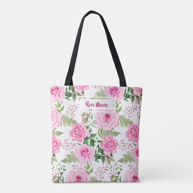 Bolsa Tote A Melhor Mãe Personalizada De Rosas De Aquarela Ro (Verso)
