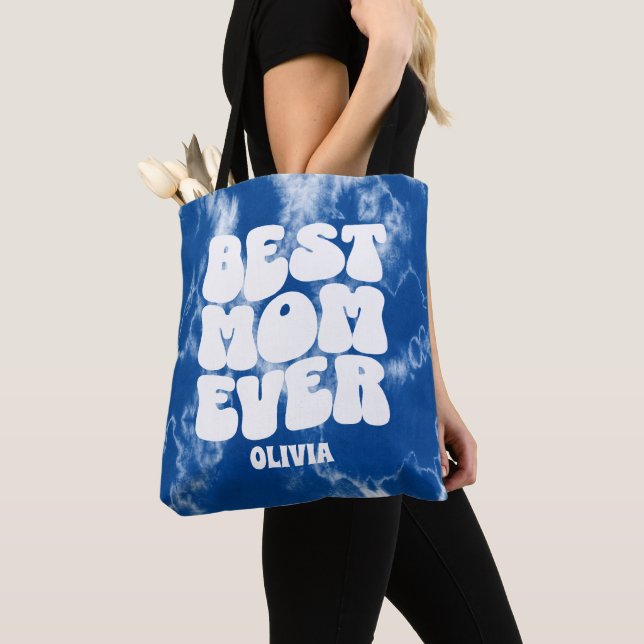 Bolsa Tote A Melhor Mãe Personalizada Tente Azul (Close Up)