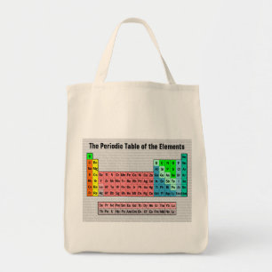 Bolsa Tote A mesa periódica (simples com fundo do elemento)