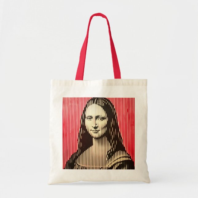 Bolsa Tote A Mona Lisa no estilo de ilusão óptica BAUHAUS (Frente)
