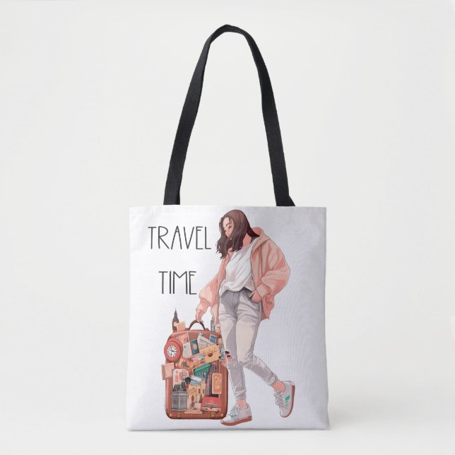 Bolsa Tote "A Mulher com Bagagem: Tempo de Viagem" (Frente)