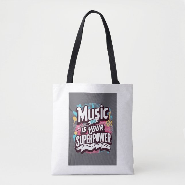 Bolsa Tote A Música é Seu Superpoder opção 3 (Frente)