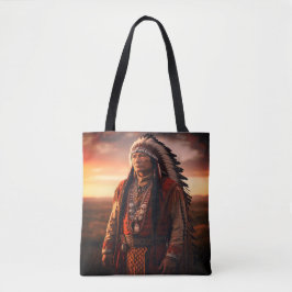 Bolsa Tote A Native American Indian Chief on a Shoulder