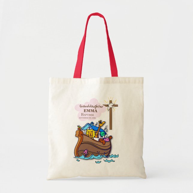 Bolsa Tote A neta de Arca do Batismo Noah Personalizada (Frente)