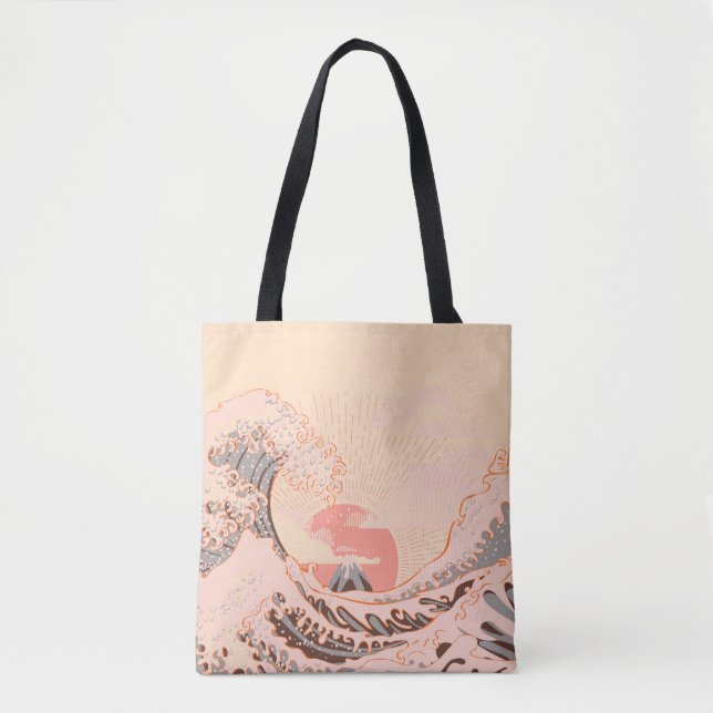Bolsa Tote A onda de excelente rosa de kanagawa (Frente)