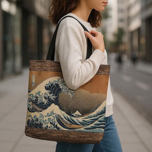 Bolsa Tote A onda Excelente do artista japonês Kanagawa Vinta (The Great Wave of Kanagawa Vintage Japanese Artist Tote Bag)