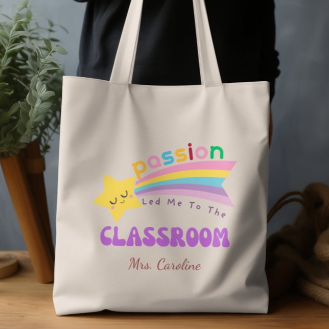 Bolsa Tote A paixão levou-me ao professor Rainbow na sala de  (Criador carregado)