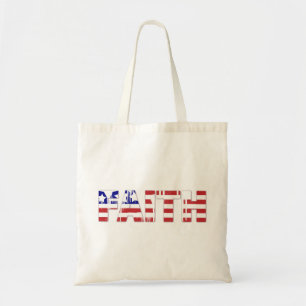 Bolsa Tote A palavra "Fé" com a bandeira americana