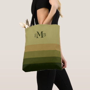 Bolsa Tote A paleta do ramo de oliveira listra o monograma