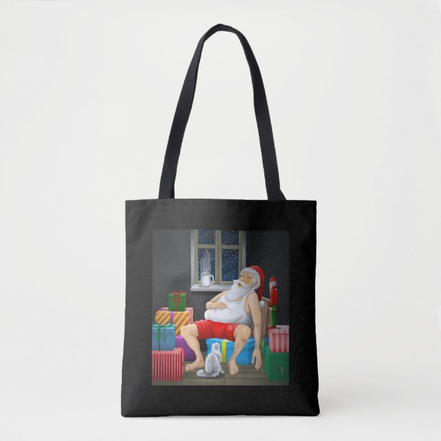 Bolsa Tote A pausa para o café do Papai Noel na véspera de Na (Frente)