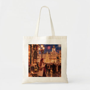 Bolsa Tote A Pequena Garota Viajante Madrid Ano Novo Canvas