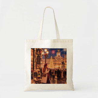 Bolsa Tote A Pequena Garota Viajante Madrid Ano Novo Canvas