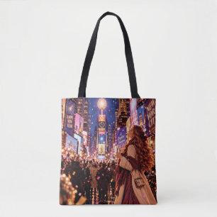 Bolsa Tote A Pequena Garota Viajante Nova York Ano Novo Ombro