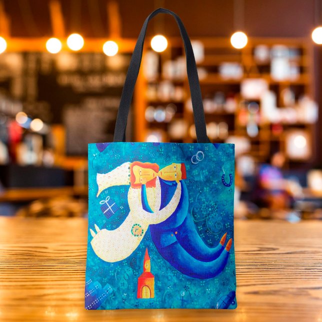 Bolsa Tote A Pintura De Arte Contemporânea De Casamento (Criador carregado)