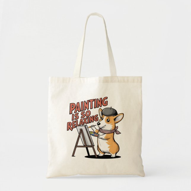 Bolsa Tote A Pintura É Tão Relaxante, Artista Corgi Tote Bags (Frente)