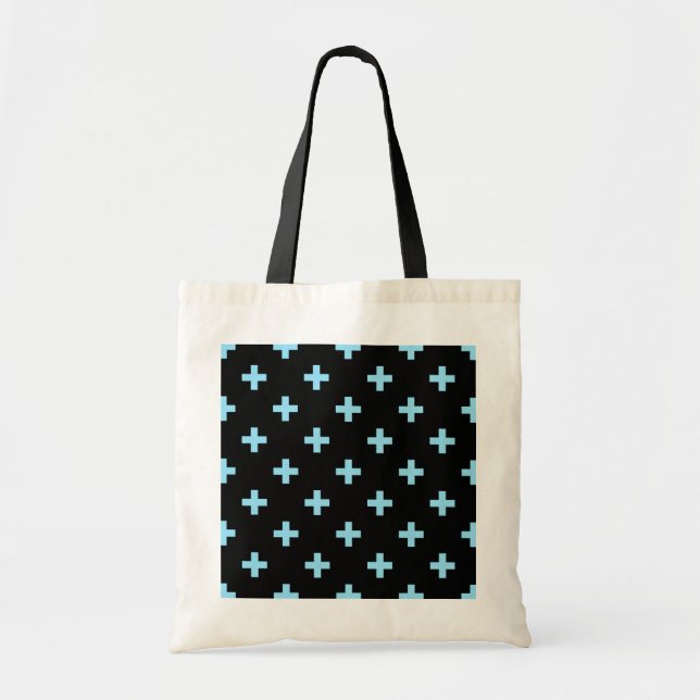 Bolsa Tote A polca azul-bebê cruza a preto (Frente)