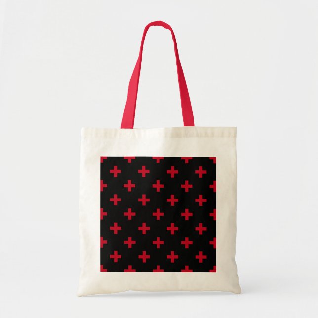 Bolsa Tote A polca vermelha cruza a preto (Frente)