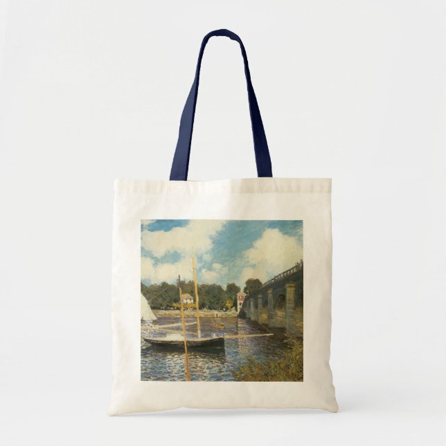 Bolsa Tote A Ponte da Estrada em Argenteuil por Claude Monet (Frente)