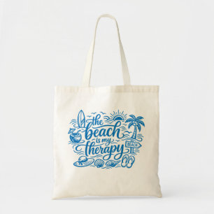 Bolsa Tote A Praia É Minha Terapia Citações de Verão Vibraçõe