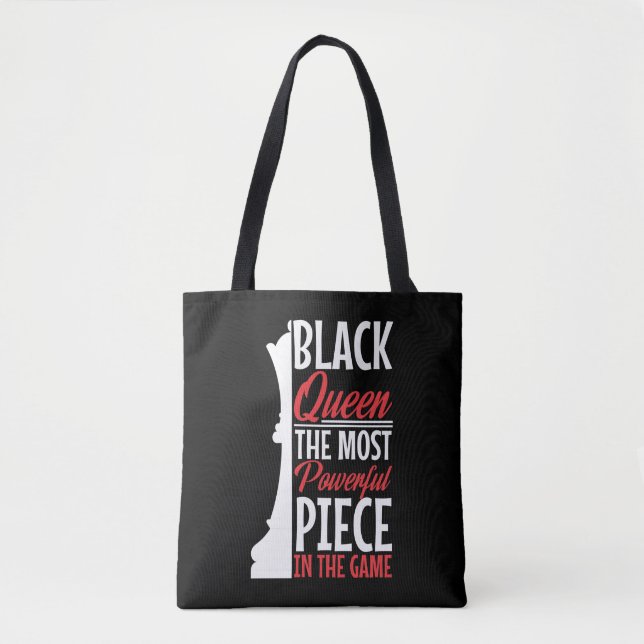 Bolsa Tote A Rainha Negra Afro-Americana Mais Poderosa Xadrez (Frente)