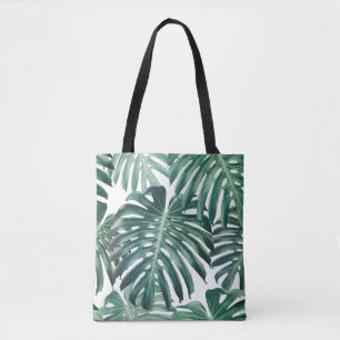 Bolsa Tote A selva tropical deixa um fundo floral