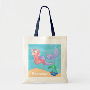 Bolsa Tote A sereia bonito da praia adiciona a sacola