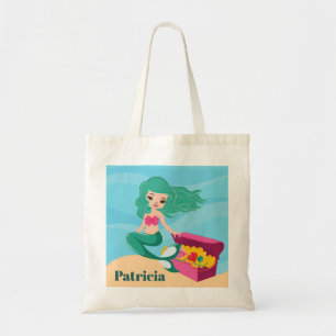 Bolsa Tote A sereia bonito da praia adiciona a sacola