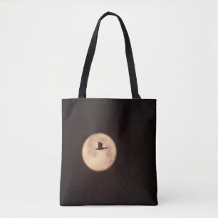 Bolsa Tote A Snow Goose Against A Full Moon New Mexico